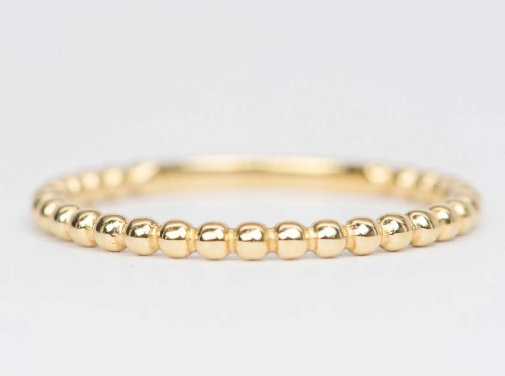 1.5mm Bead Band 18K Gold Stacking Ring R5049