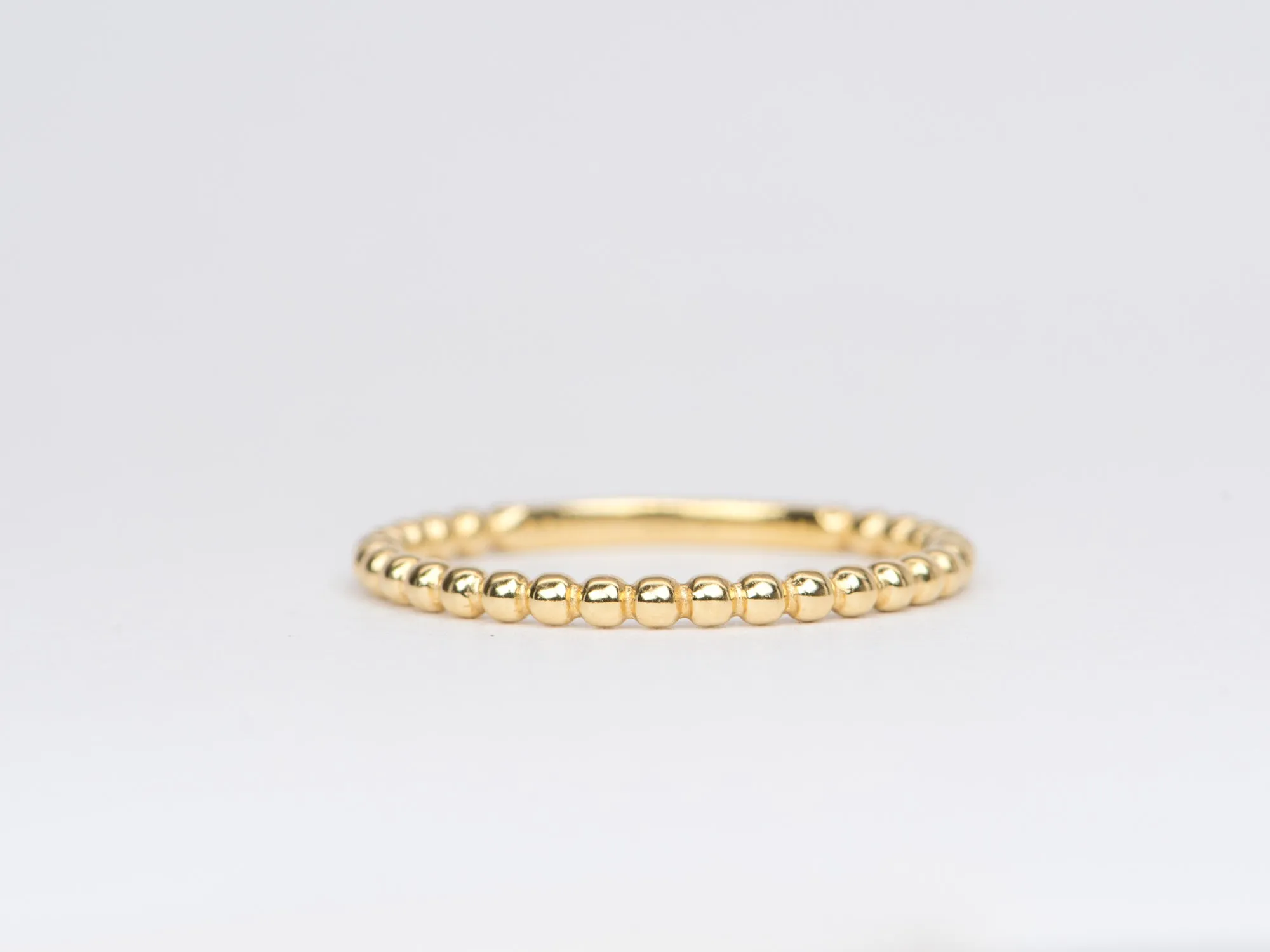 1.5mm Bead Band 18K Gold Stacking Ring R5049