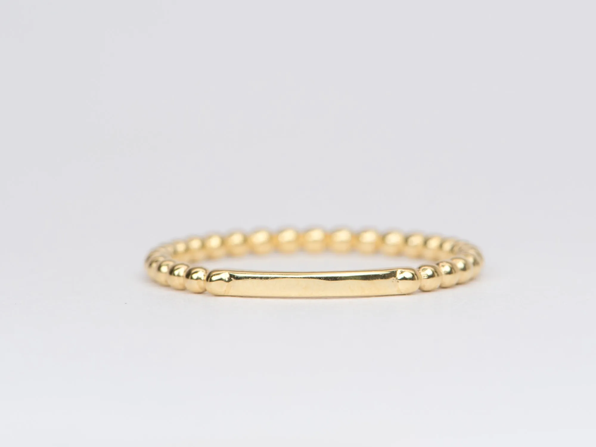 1.5mm Bead Band 18K Gold Stacking Ring R5049