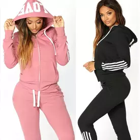 2 piece Winter Tracksuit Women Set Harajuku Sportwear Hooded Sweatshirt Zipper