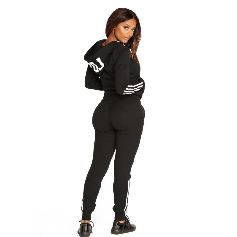 2 piece Winter Tracksuit Women Set Harajuku Sportwear Hooded Sweatshirt Zipper