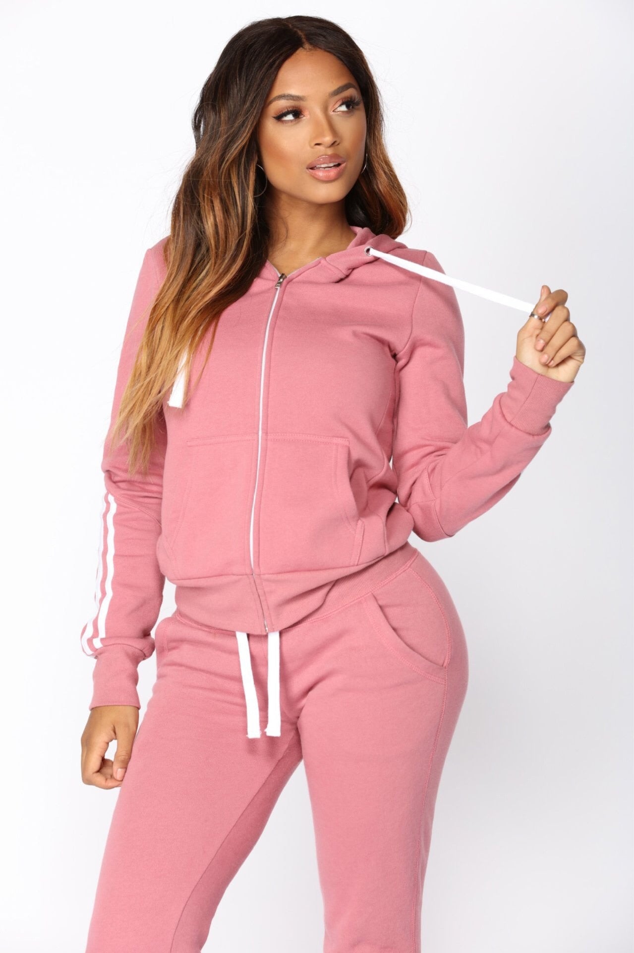 2 piece Winter Tracksuit Women Set Harajuku Sportwear Hooded Sweatshirt Zipper