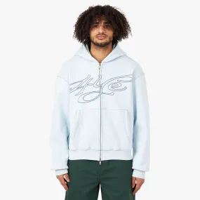 4YE Signature Logo Zip Hoodie / Baby Blue