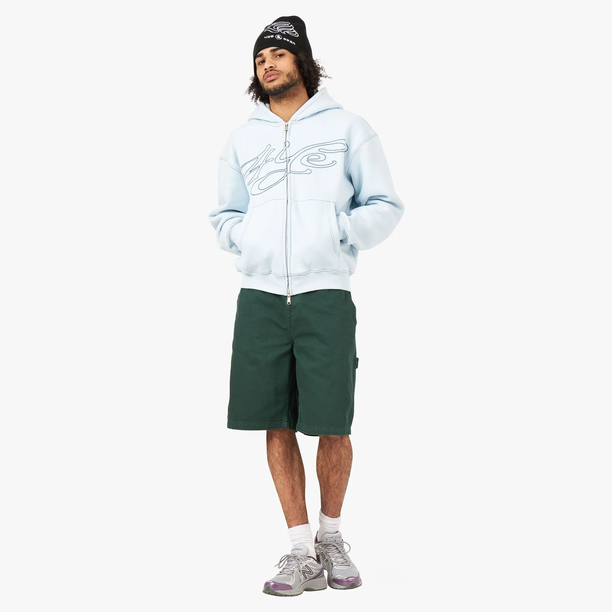 4YE Signature Logo Zip Hoodie / Baby Blue