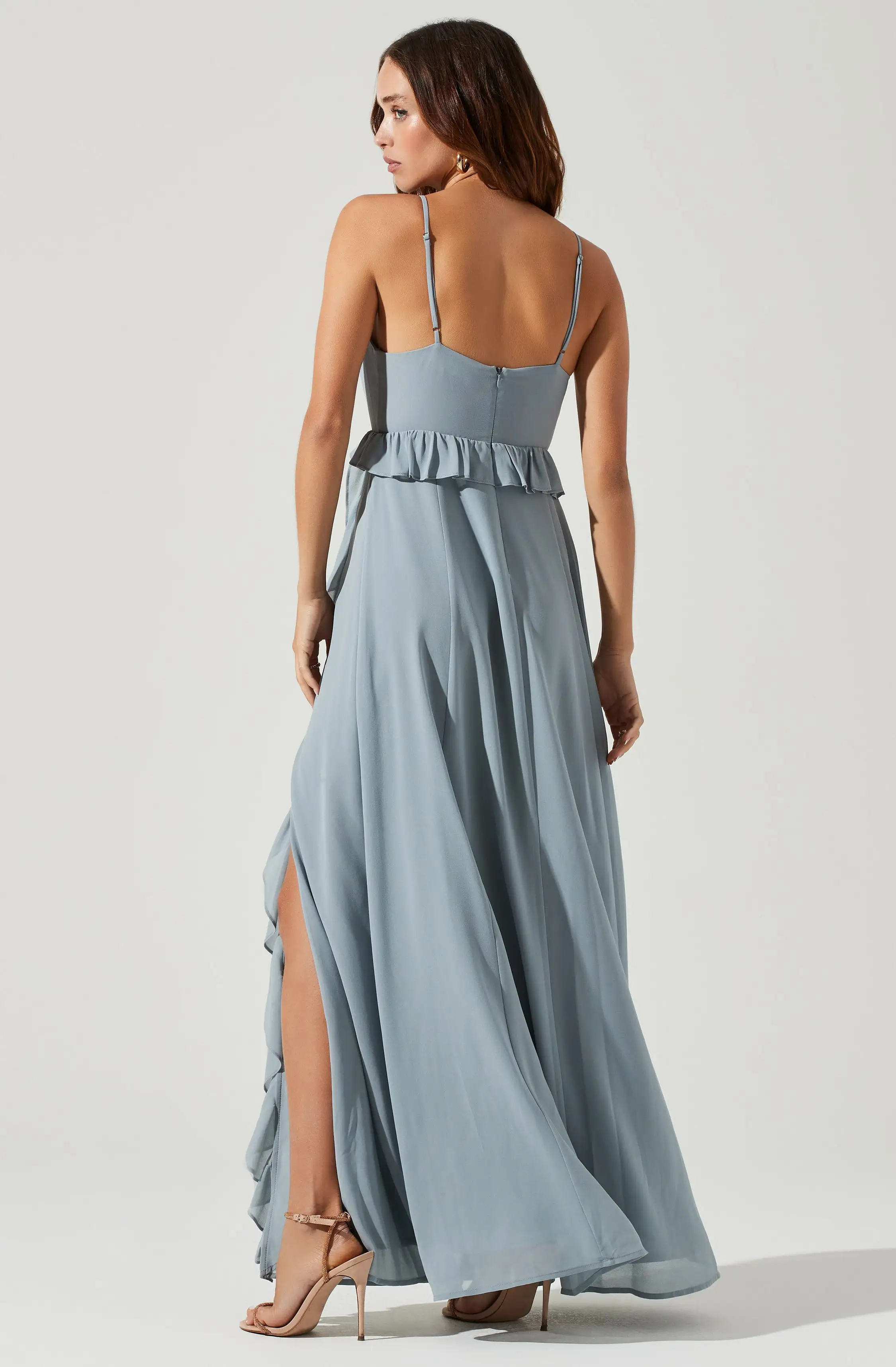 Adoria Ruffle Side Slit Maxi Dress