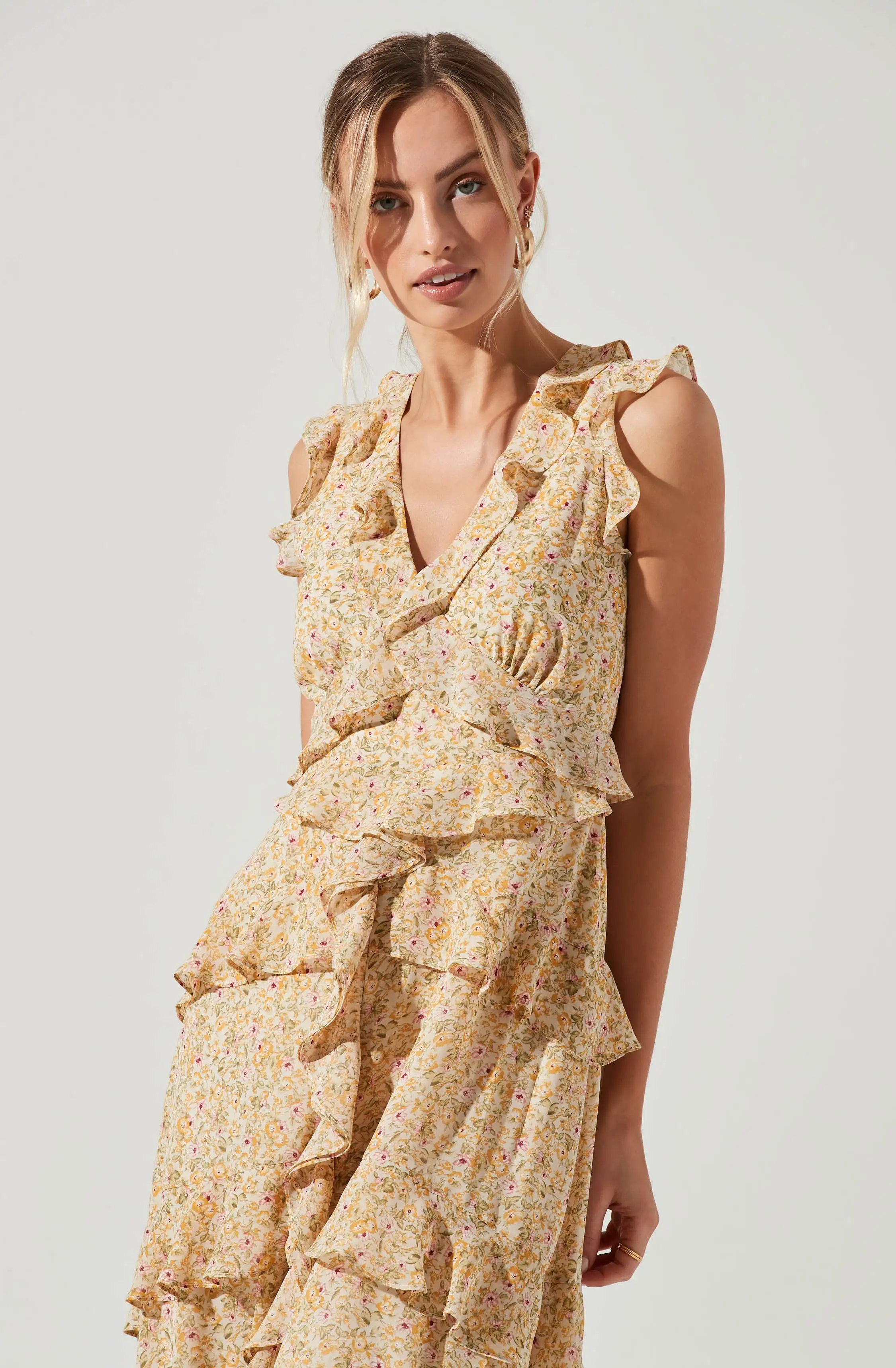 Allie Floral Ruffle Maxi Dress