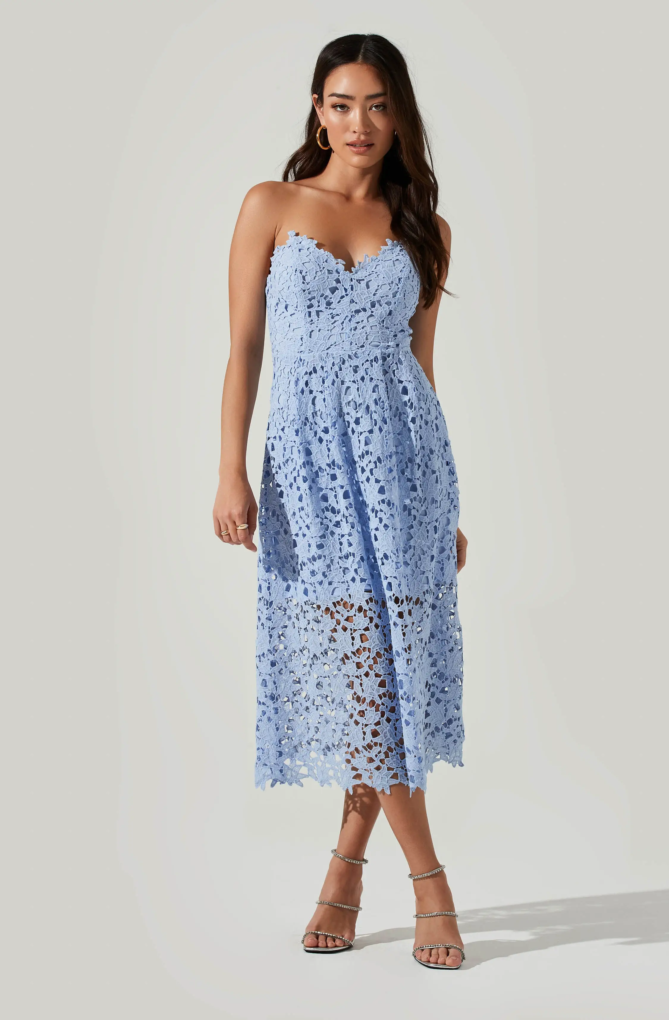 Anaya Strapless Lace Midi Dress