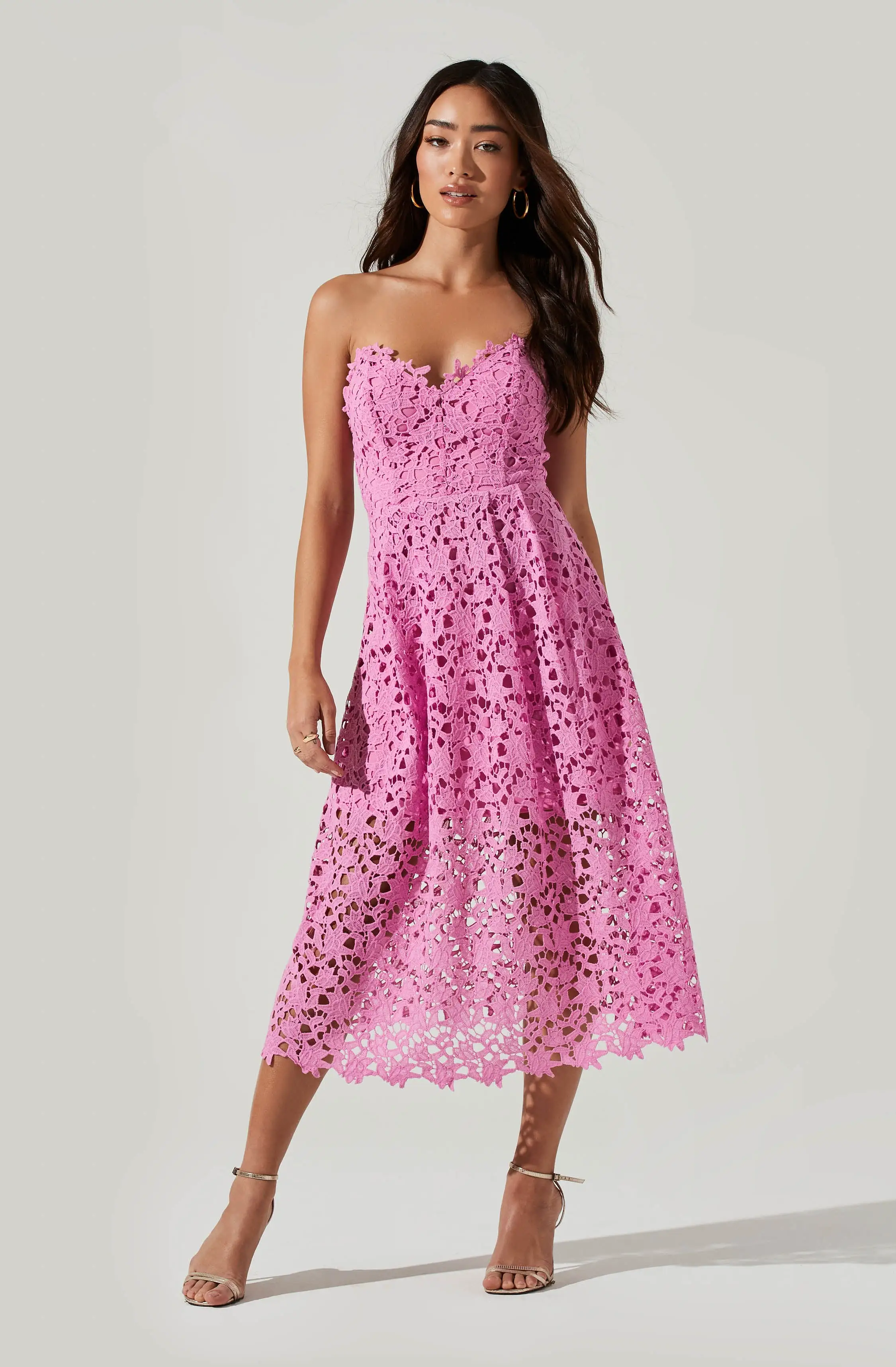 Anaya Strapless Lace Midi Dress