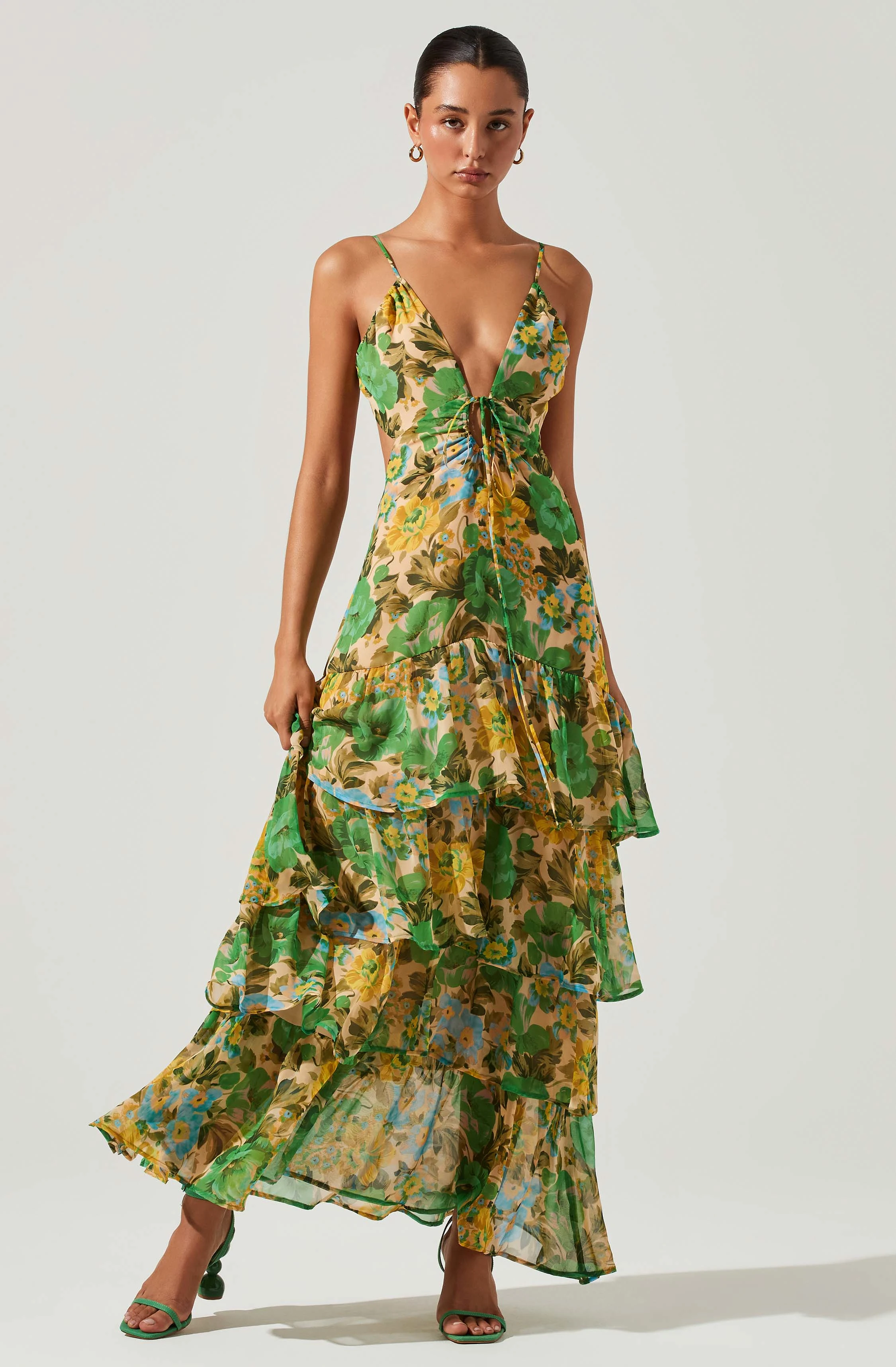 Aneira Floral Tiered Maxi Dress