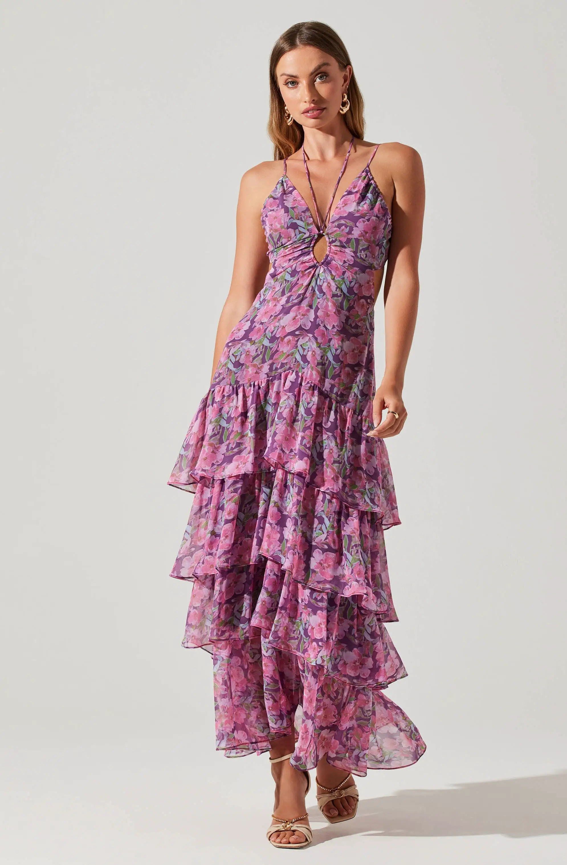 Aneira Floral Tiered Maxi Dress