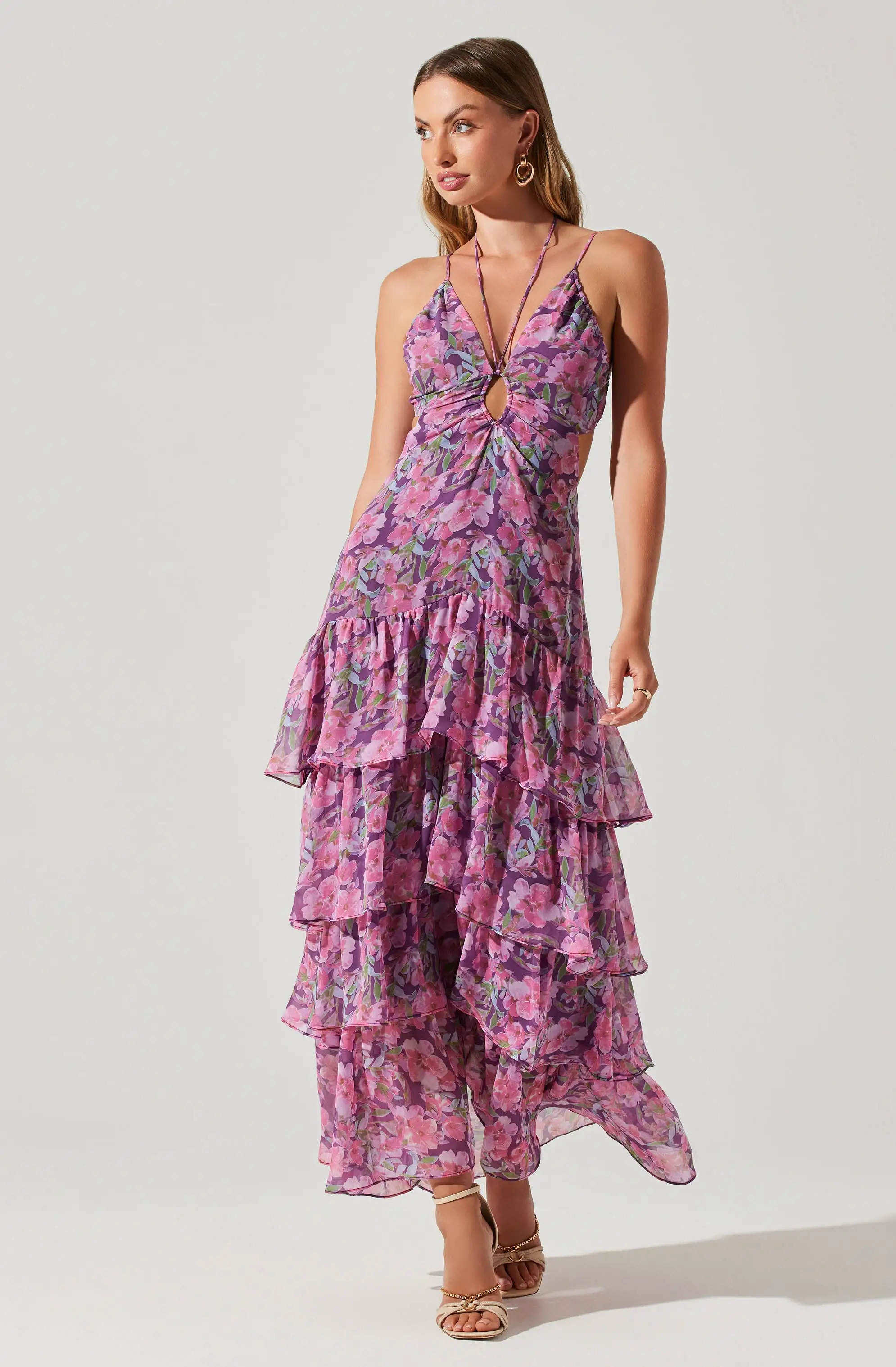 Aneira Floral Tiered Maxi Dress