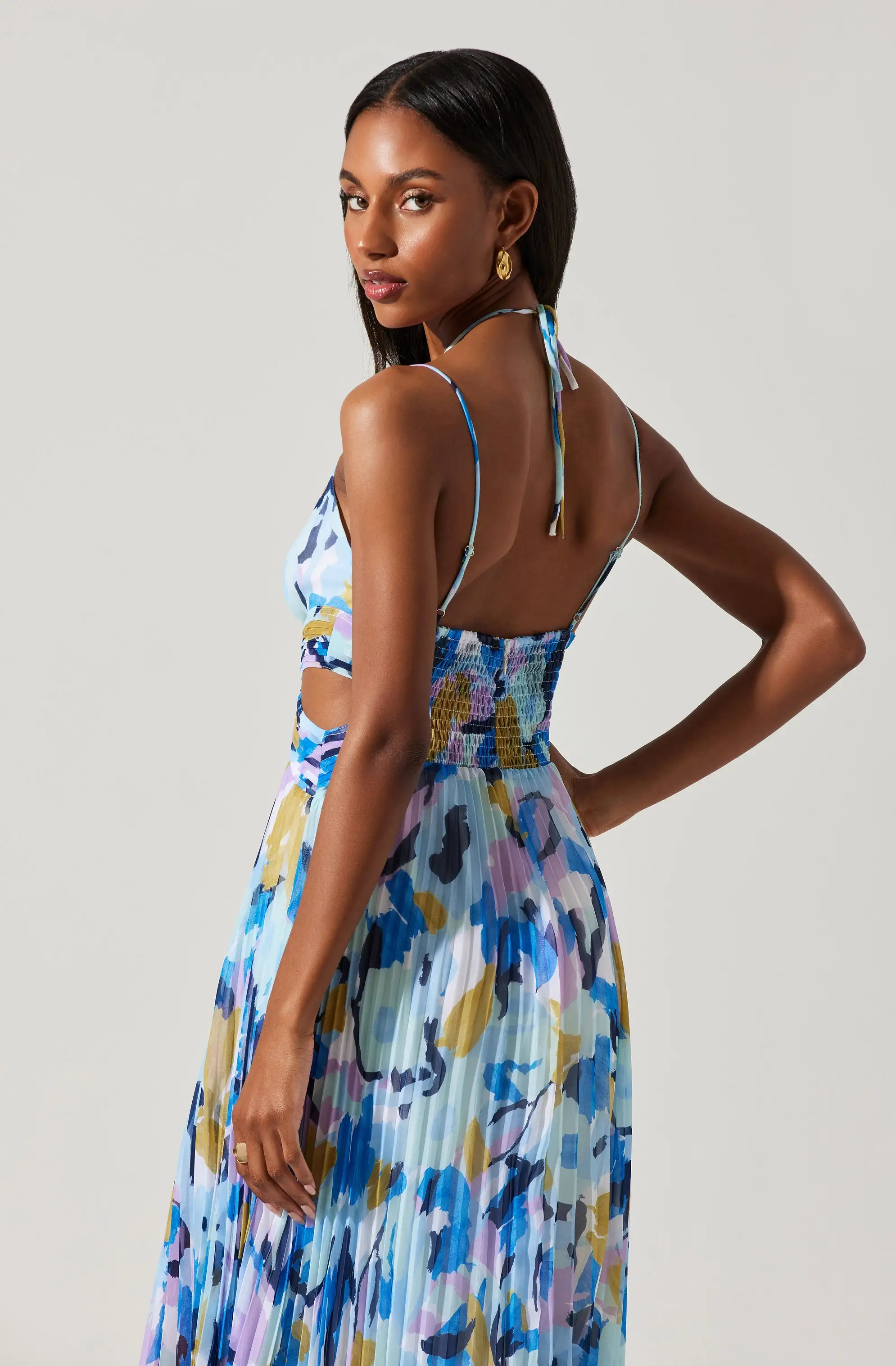 Aquata Floral Pleated Maxi Dress