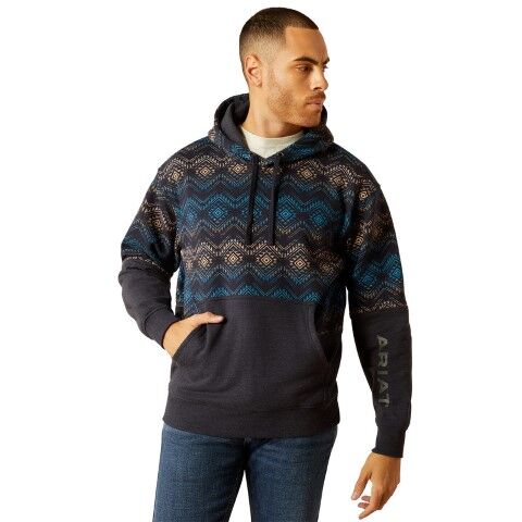 Ariat Men's Color Block Hoodie in Navy