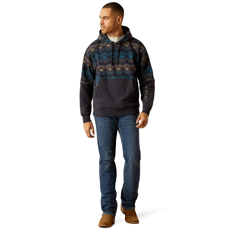 Ariat Men's Color Block Hoodie in Navy