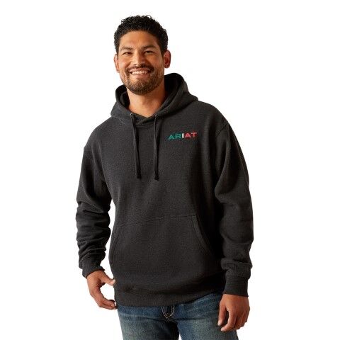 Ariat Men's Mexico Flag Lockup Hoodie in Black Heather