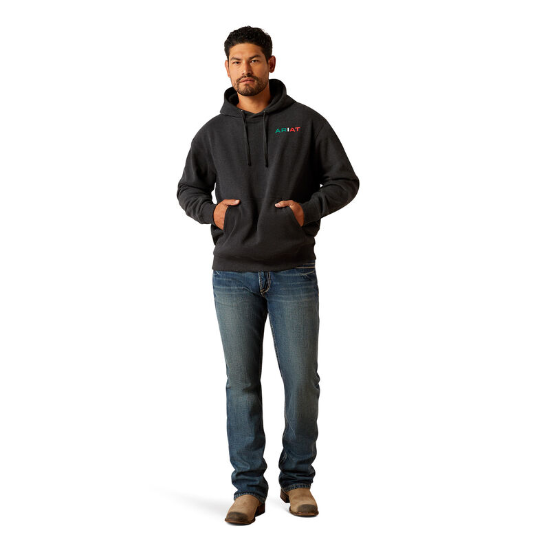 Ariat Men's Mexico Flag Lockup Hoodie in Black Heather