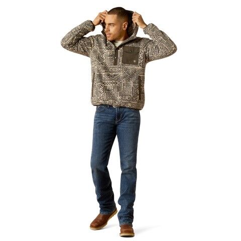 Ariat Men's Polar Bear Fleece Hoodie in Light Brindle