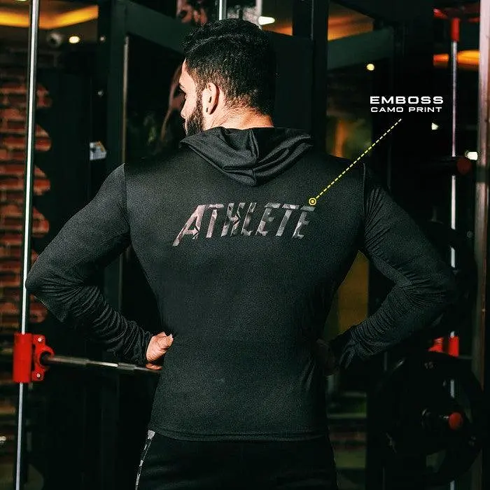 Athlete Camo Emboss Black Hoodie - Imprint Series- Sale