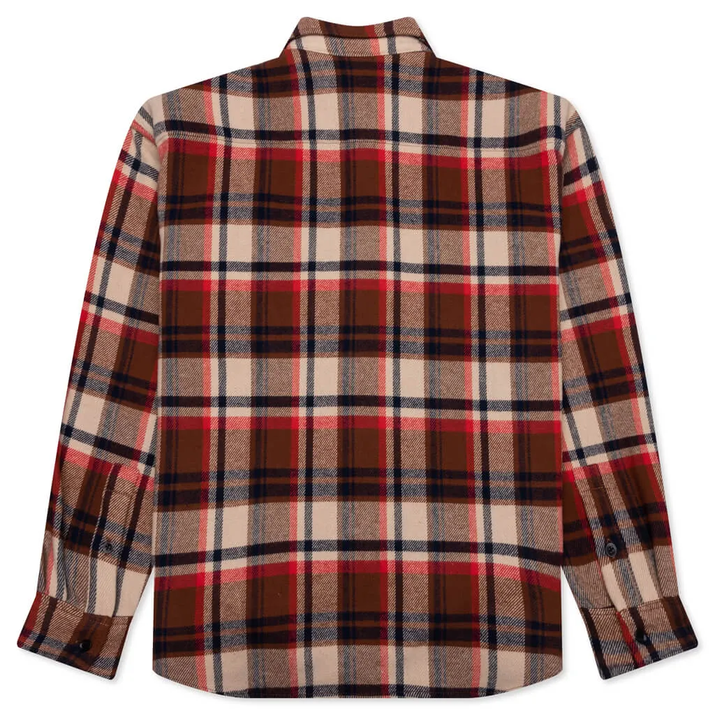 Bape Check Ape Head One Point Flannel Shirt - Red