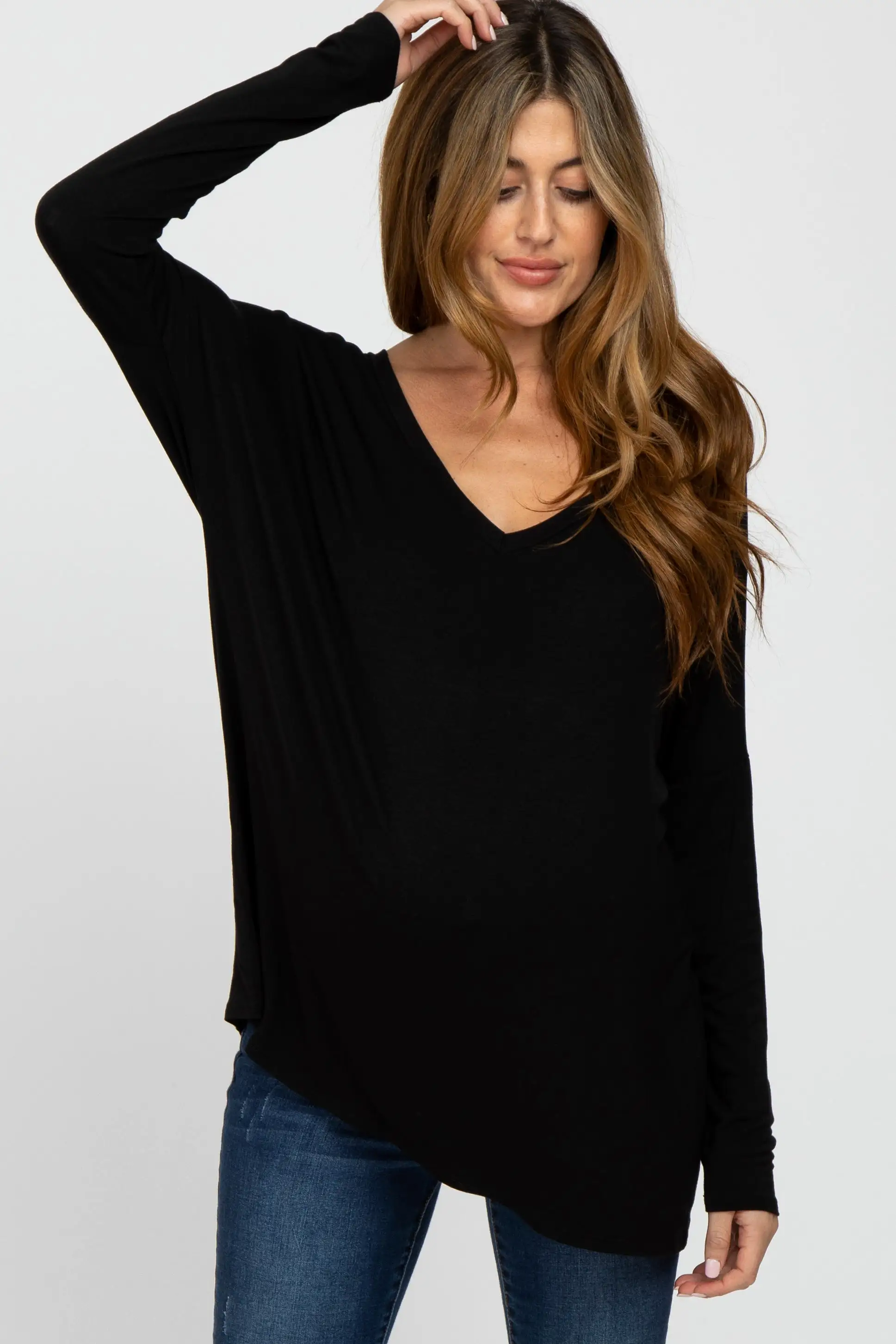 Black V-Neck Maternity Top