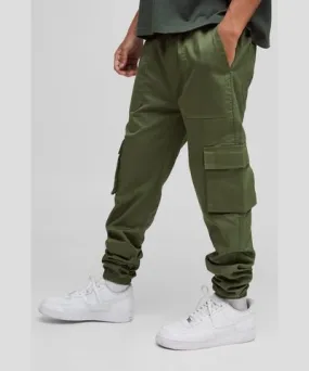 boohoo Mens Skinny Fit Elasticated Waist Cuffed Cargo Pants