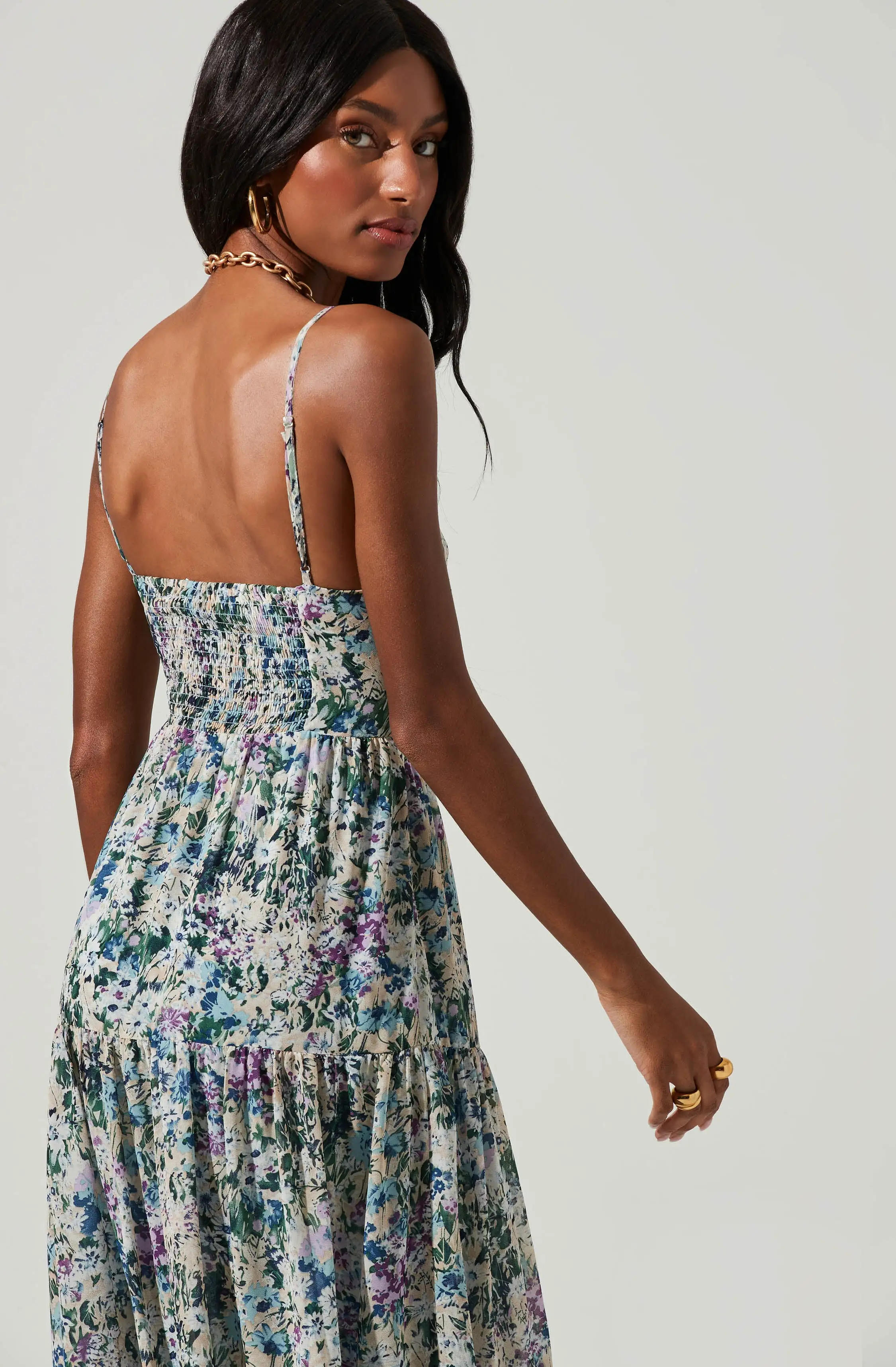 Brandy Floral Cinched Front Cutout Maxi Dress