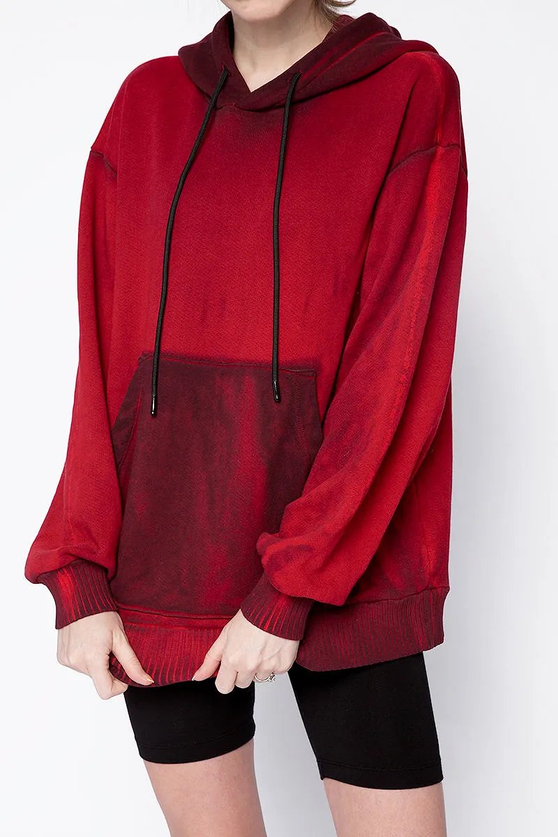 Brooklyn Oversized Hoodie in Ruby Mix