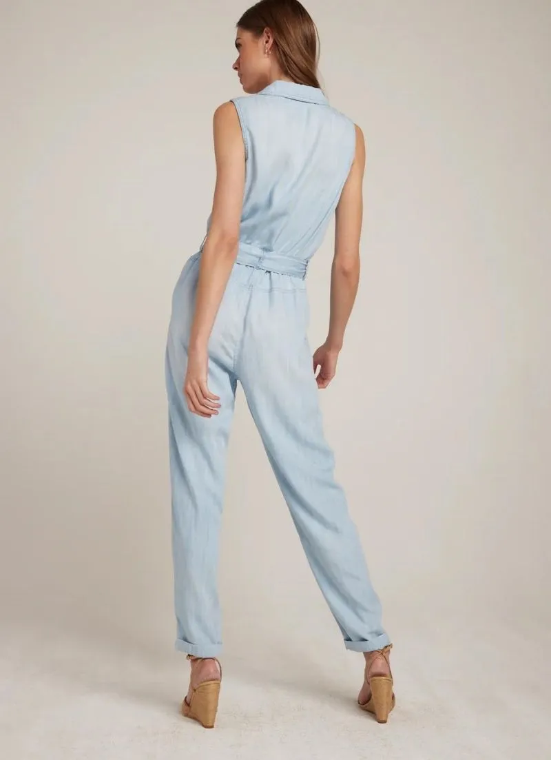 Button Up Belted Jumpsuit