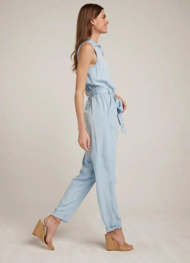 Button Up Belted Jumpsuit