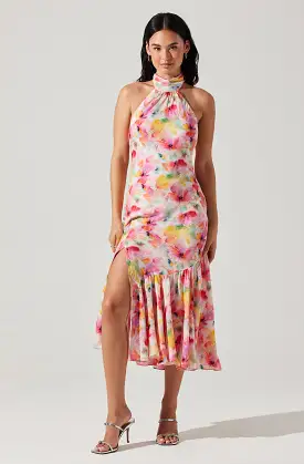 Caspia Floral Halter Neck Dress