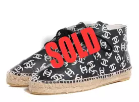 Chanel 15S, 2015 Summer Hightop CC logo Leather Espadrille sneakers EU 38 US 7.5/8