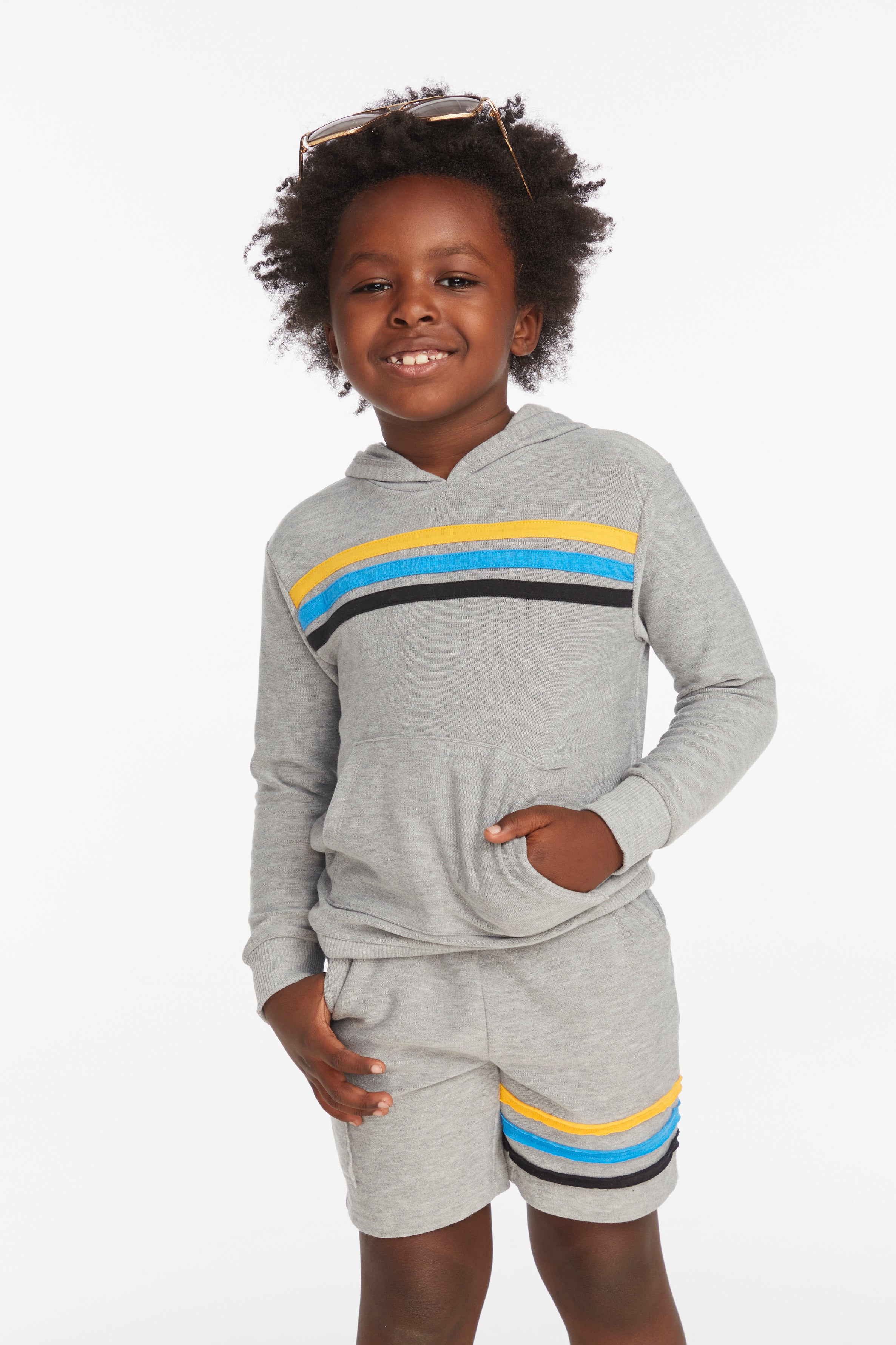 Chaser Striped Heather Grey Boys Pullover Hoodie