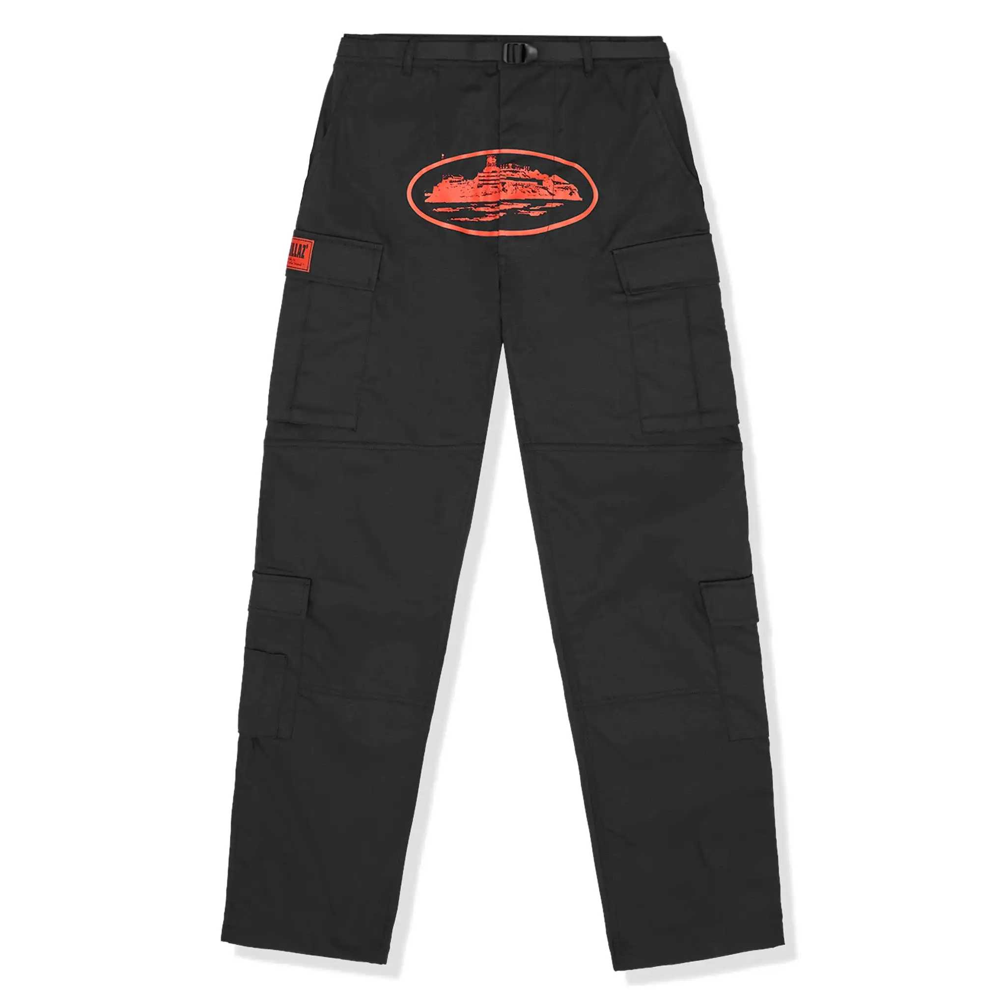 Corteiz Guerillaz Black Red Cargo Pants