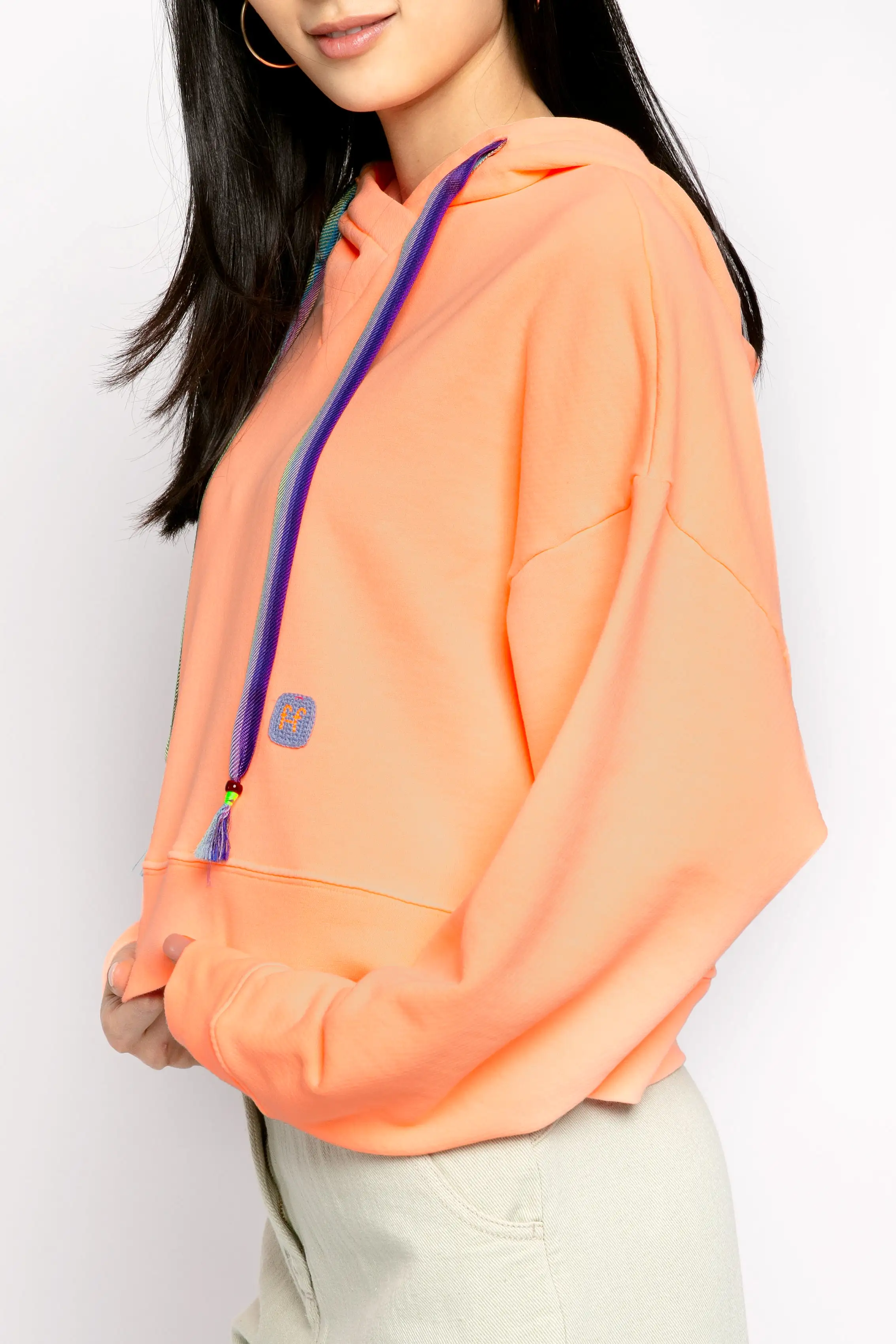 Cotton Hoodie in Light Orange