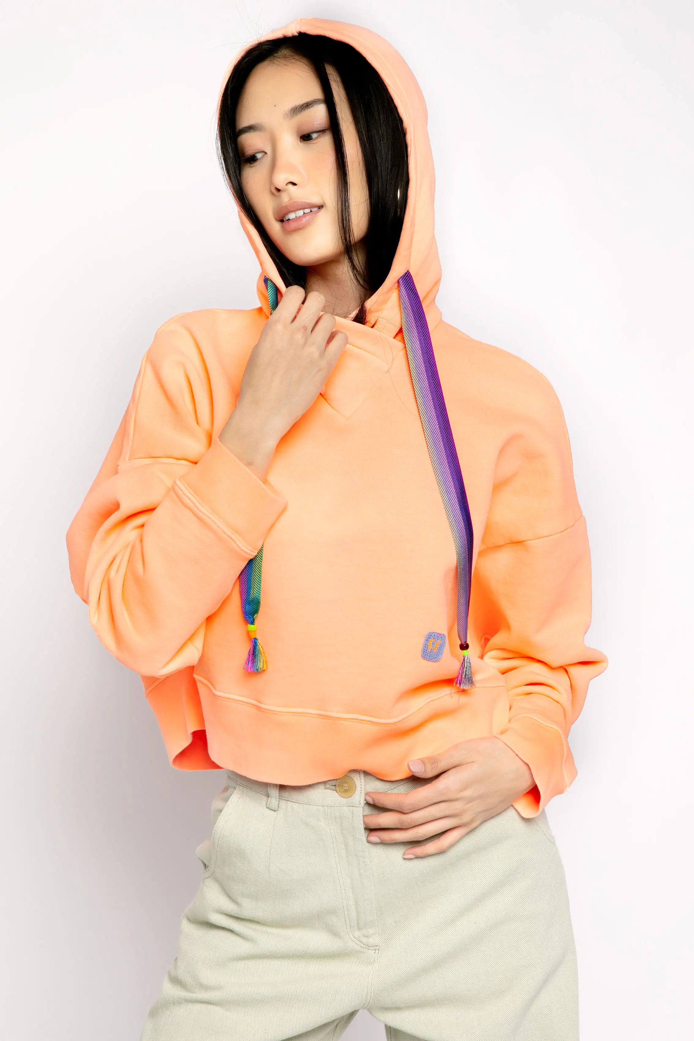 Cotton Hoodie in Light Orange