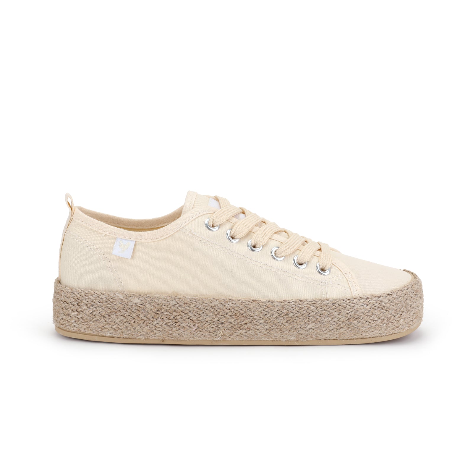 Cream white canvas lace-up espadrille sneakers