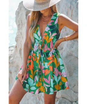 Cupshe Tropical Leaf Print Plunge Mini Dress