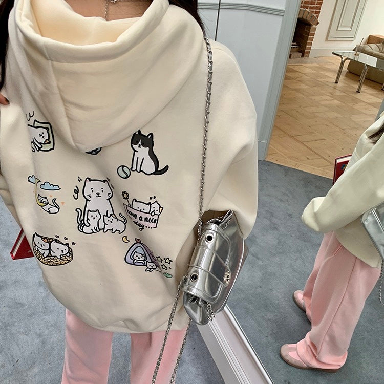 Cute Cat Cream Hoodie