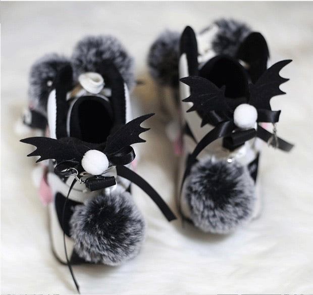 Cute sneakers extra fleece inside kuromi handmade shoes