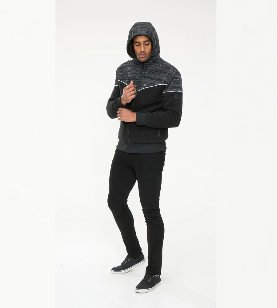 D555 Mens Black Hoodie With Sherpa Lining (HENNESSEY)