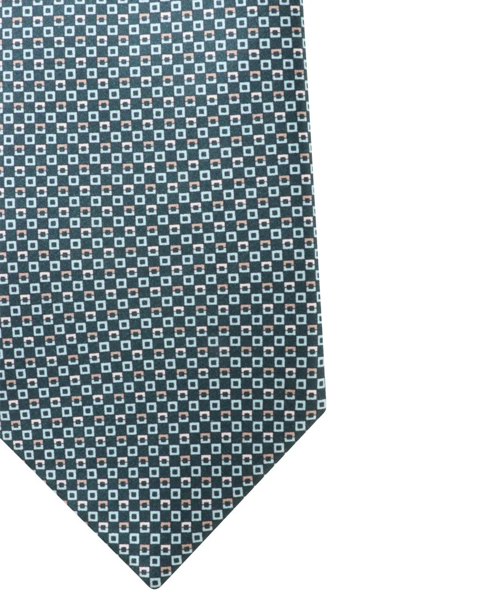 Dark Green and Flannel Micro Patterned Tie