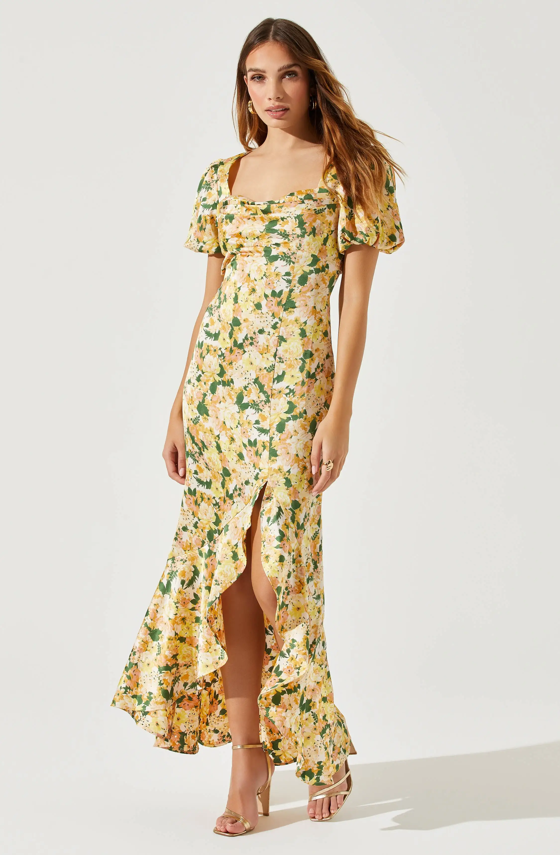 Dayanara Puff Sleeve Floral Maxi Dress