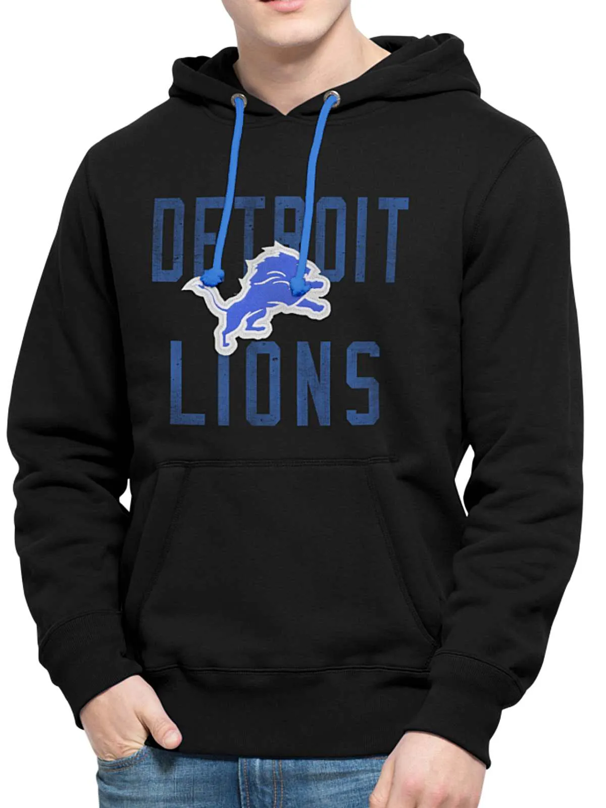 Detroit Lions 47 Brand Black Cross-Check Pullover Hoodie Sweatshirt