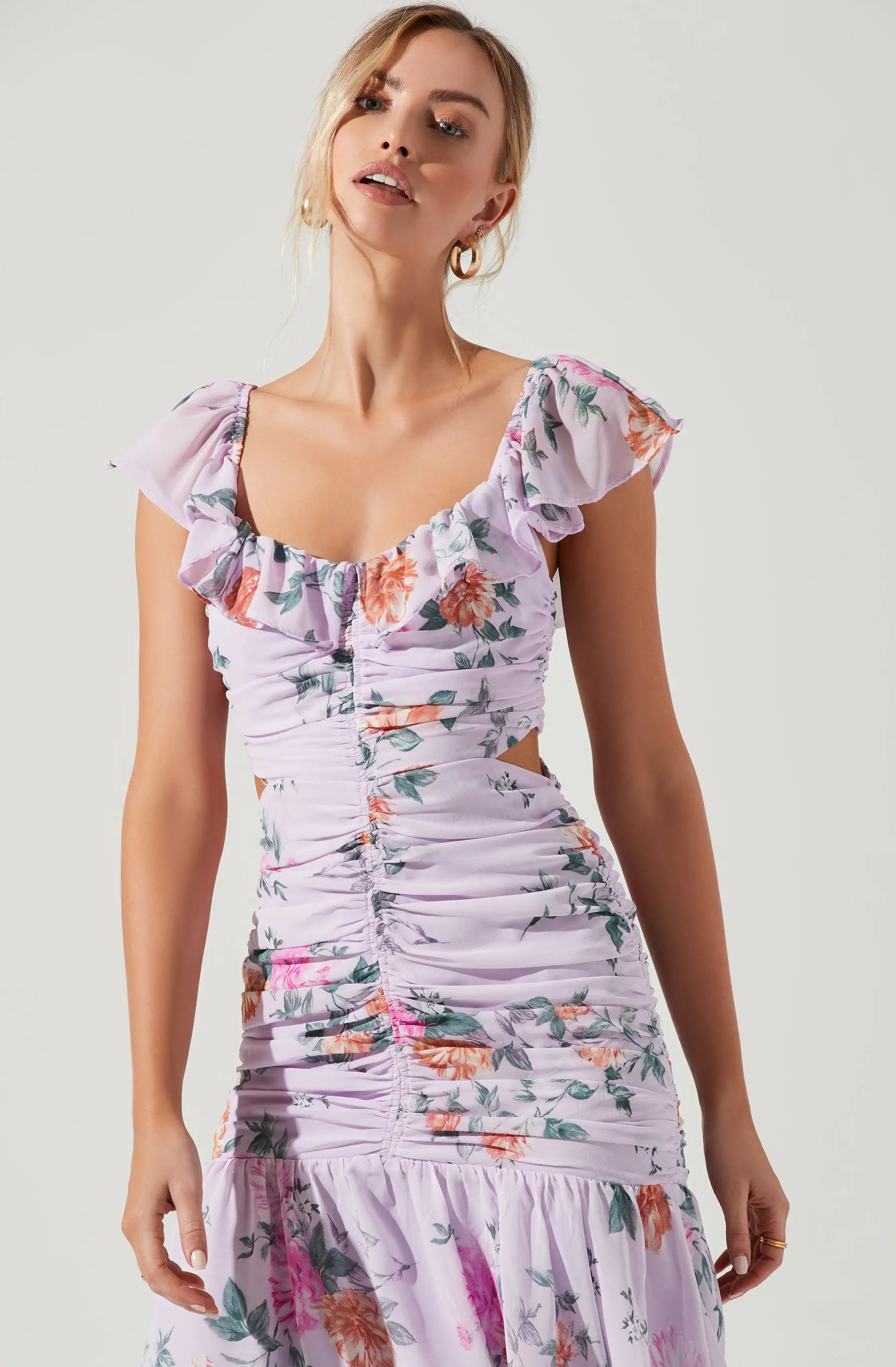 Devereaux Cutout Floral Midi Dress