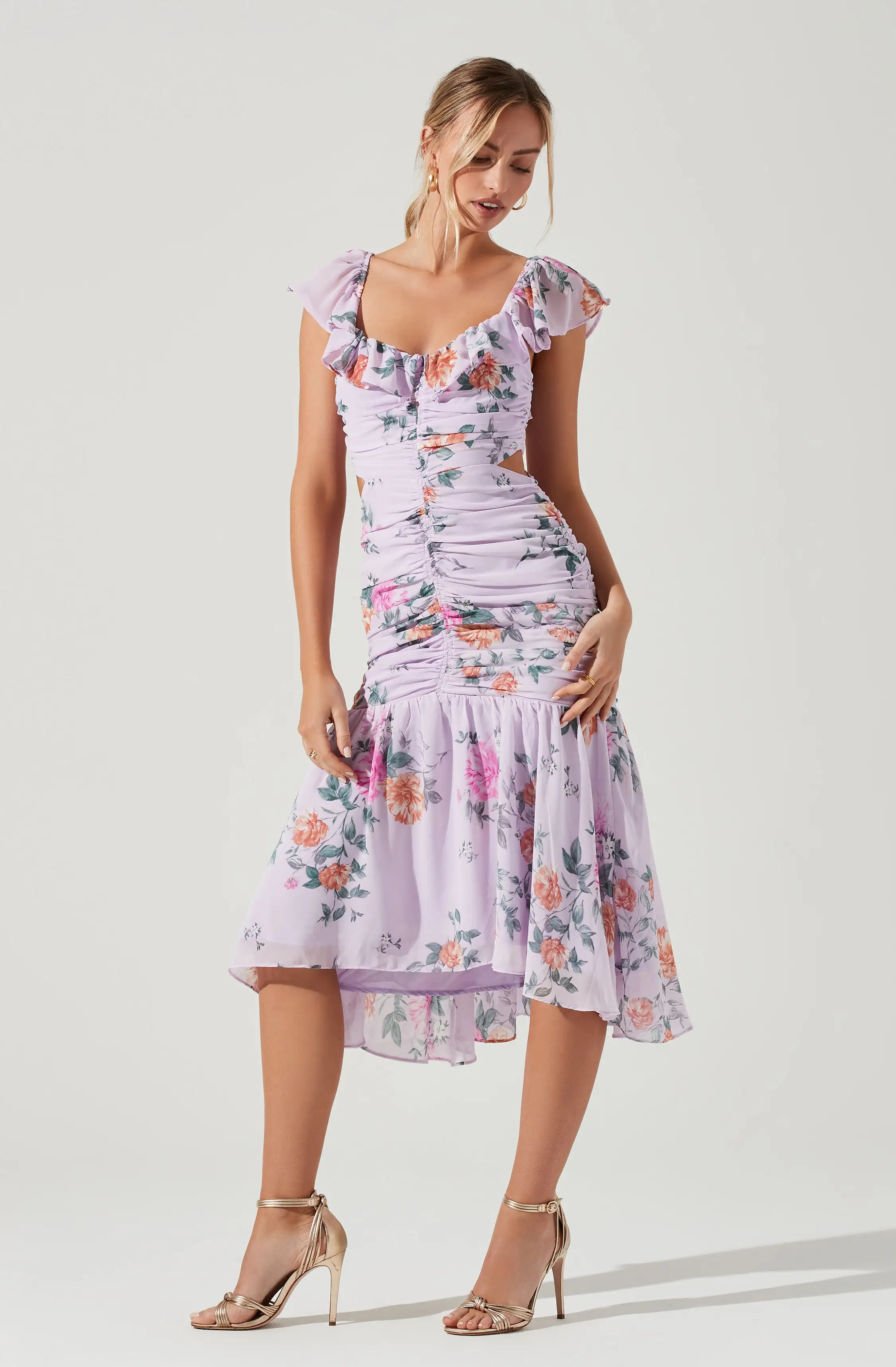 Devereaux Cutout Floral Midi Dress