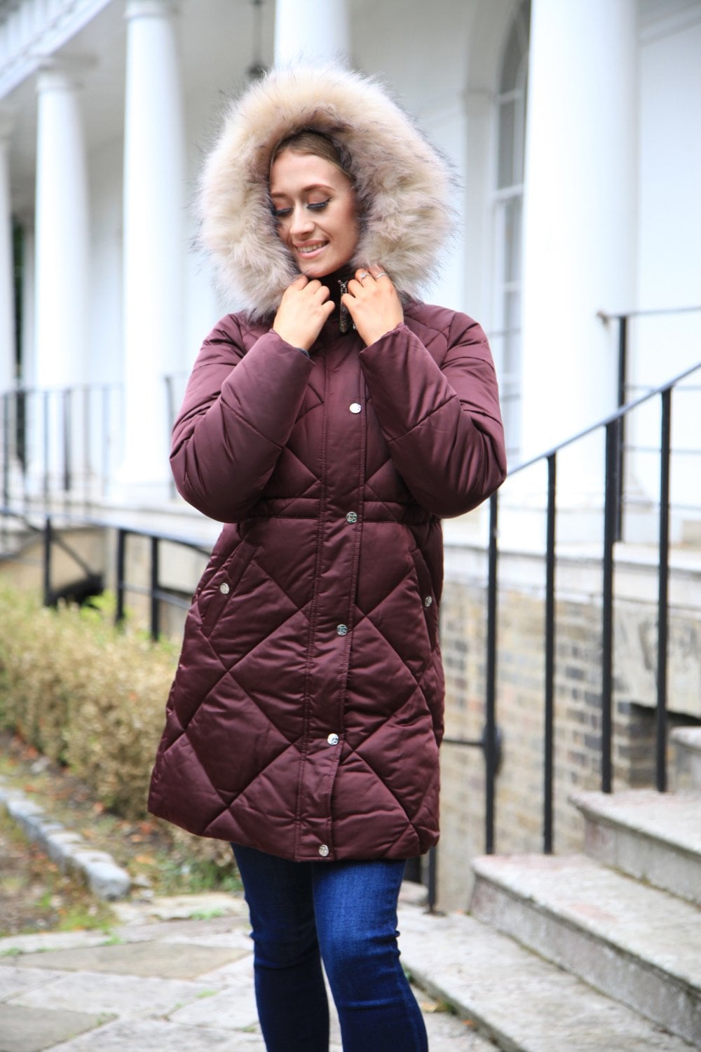 Double Second Lux Satin Long Puffer Coat