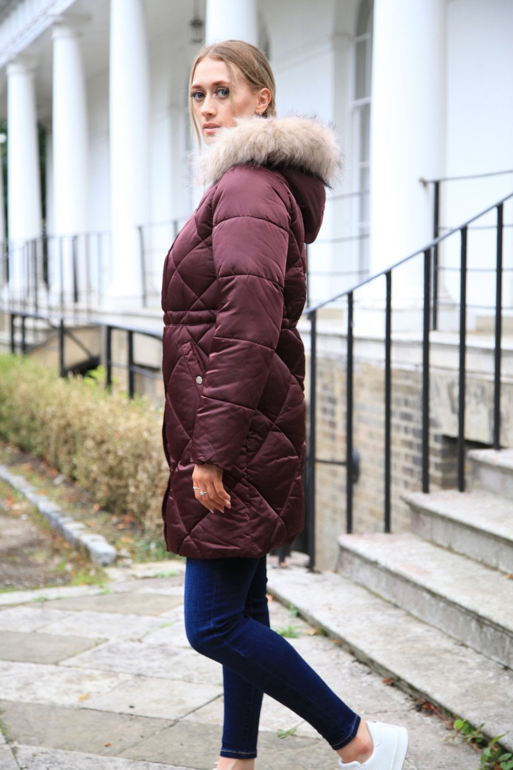 Double Second Lux Satin Long Puffer Coat