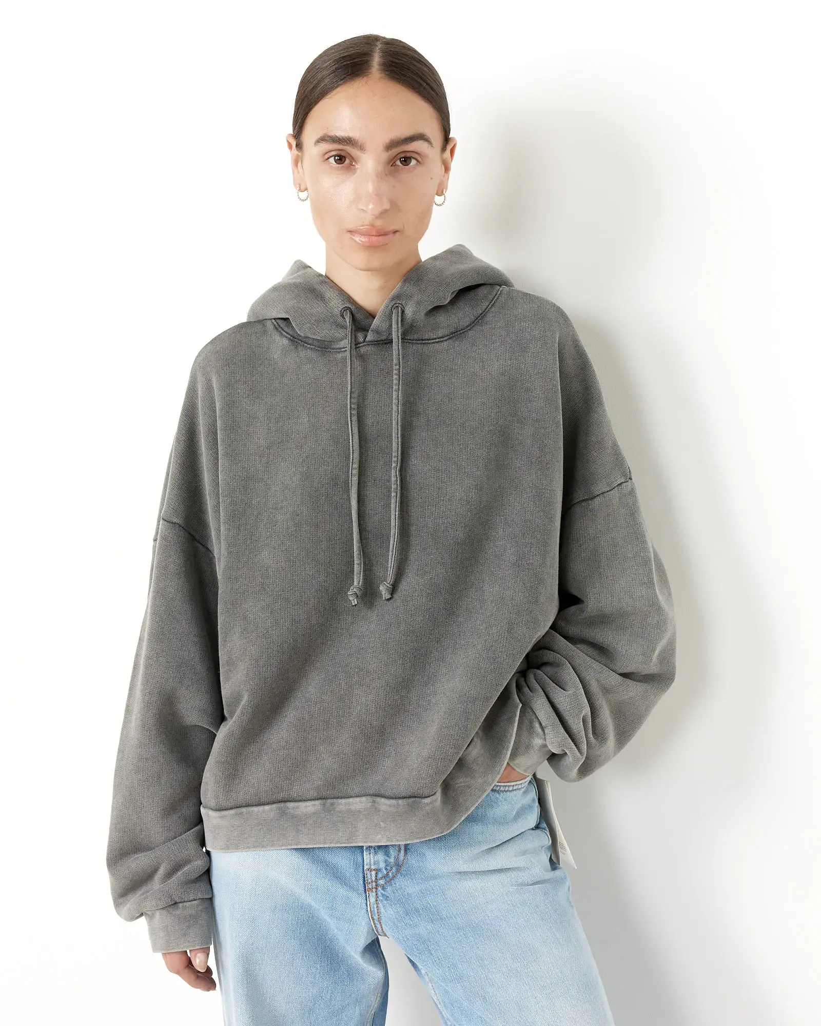 Drawstring Hoodie in Faded Black