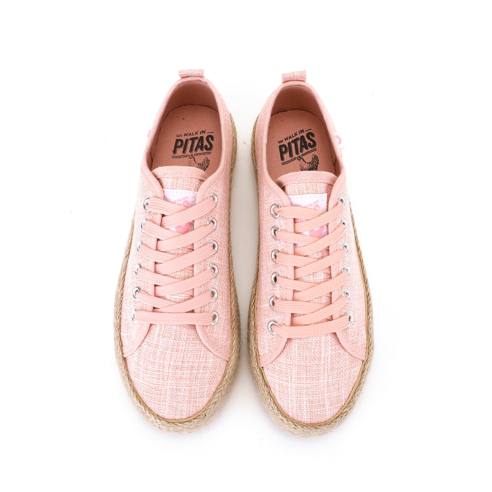 Dusty pink linen lace-up espadrille sneakers