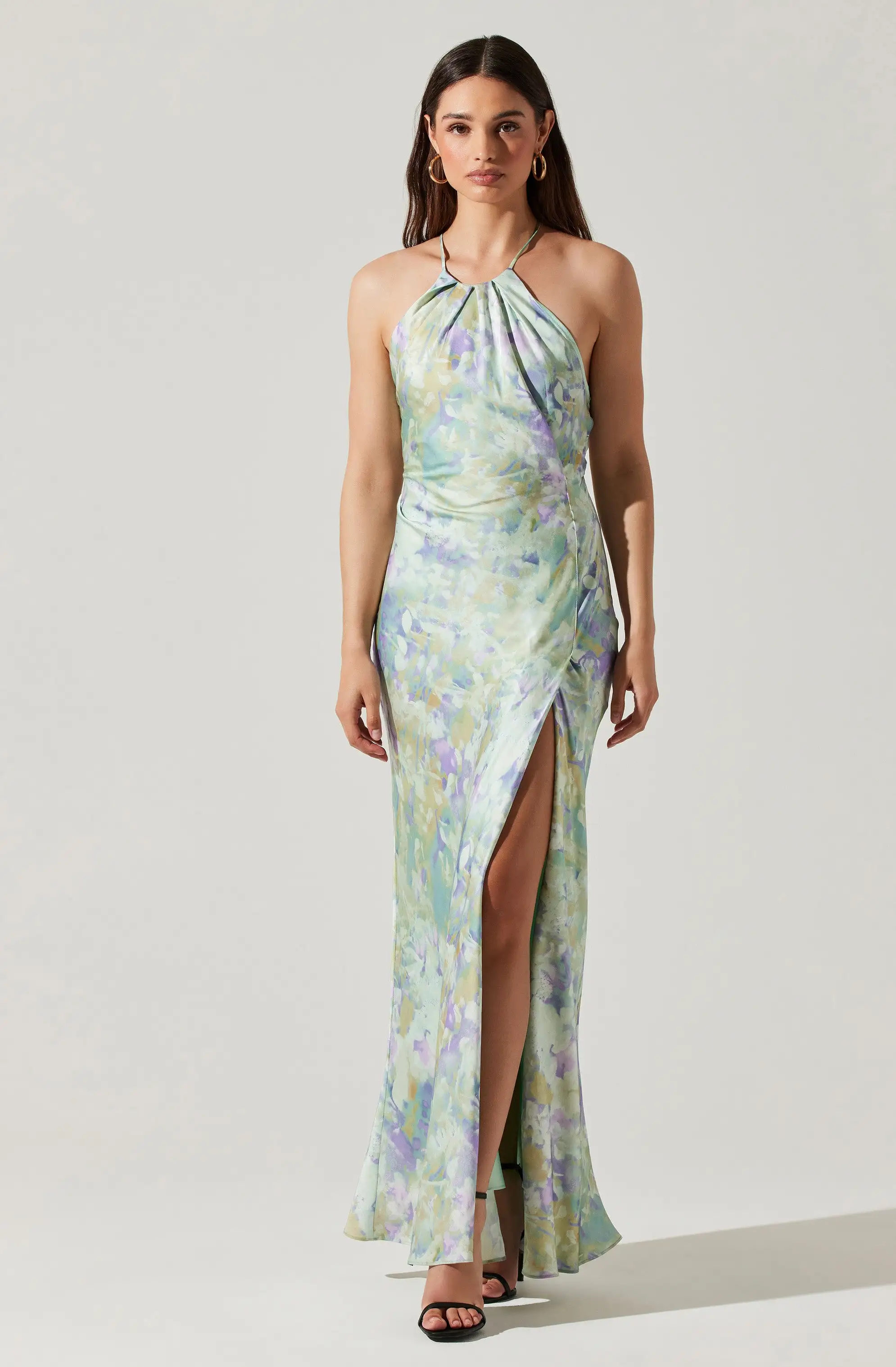 Elynor Satin Halter Maxi Dress